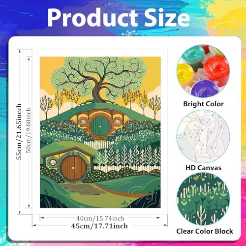 xcemhil Paint by Numbers Kit for Adults Landscape, Cabin Paint by Numbers for Adults, New Zealand House Paint by Number for Gifts and Home Wall Decor 16x20 Inch - Image 2