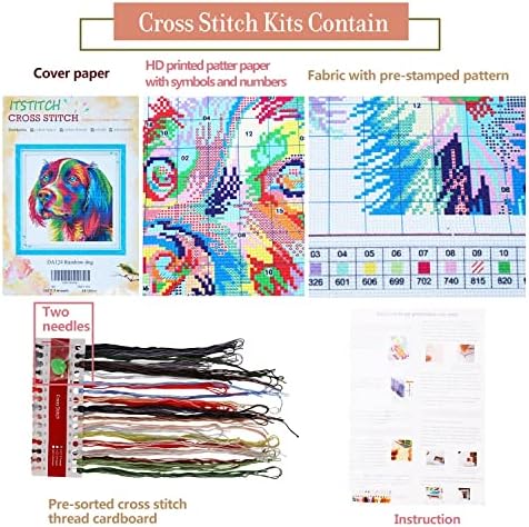 ITSTITCH Stamped Cross Stitch Kits for Adults,Full Range of Easy Embroidery 11CT 3 Strands Crossstitching Kits Preprinted Pattern Design,for Home Wall Decor-The Flower of Happiness, 8.3x8.3 inch - Image 5