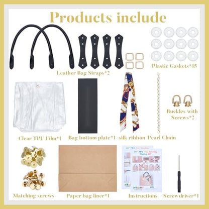 WEBEEDY DIY Tote Bag Handbag Making Kit for Adults Beginners Kraft Paper Bag DIY Kit with Handbag Bottom and Handle, Handmade Purse Making for Women Birthday Christmas Party Gift, 13x10.6x4 Inch - Image 2