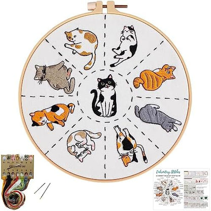 Louise Maelys Cat Embroidery Kit for Beginners Animal Pattern DIY Craft by LouiseMaelys