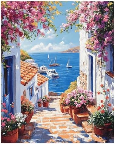 AUKELHJ Paint by Numbers Kit for Adults Beginner, Seaside Town, 16X20 Inch by Unknown
