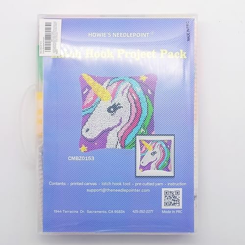 Howie's Latch Hook Kits, DIY Rainbow Unicorn Latch Hook Pillow Kit for Adults Crochet Yarn Kits, Color Preprinted Pattern Embroidery Sofa Cushion Cover (Rainbow Unicorn, 16.93 x 16.93 inch) - Image 7