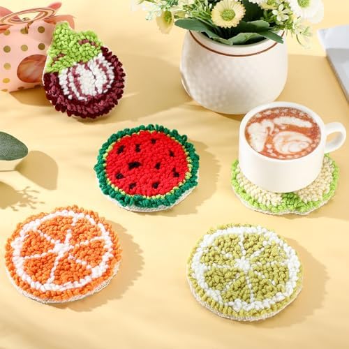 Yaomiao 6 Pcs Fruit Punch Needle Coaster Kit for Beginners, Adults - Image 4