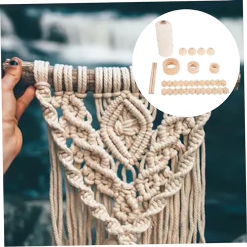 Happyyami DIY Macrame Kit Cotton Cord Wood Beads Round Rings Creative Craft Supplies for Adults Beginners Handmade Tapestry Material for Wall Hanging Projects - Image 6