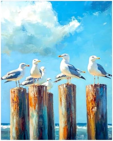 xcemhil Paint by Numbers Kit for Adults, Paint by Numbers Birds, Seagull Paint by Number Kits on Canvas for Home Decor Gift Art Work 16x20in by Unknown