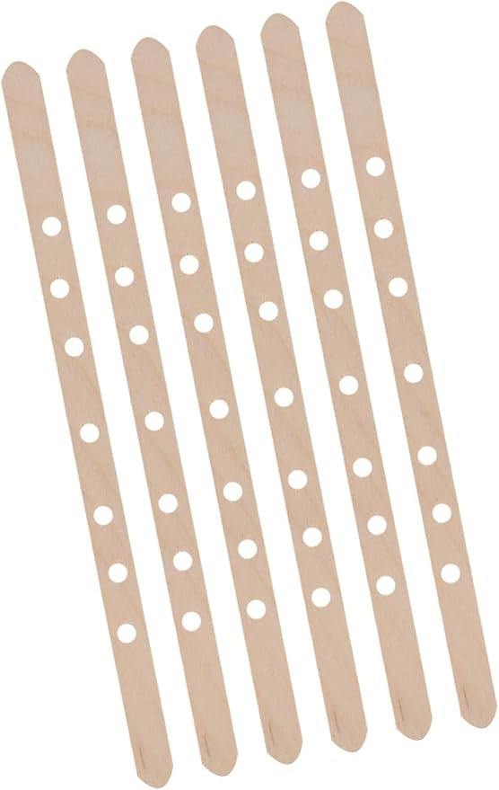 50-Piece Wooden Candle Wick Holders | Natural Wick Centering Tools for Candle Making, Reusable Durable Bars for Large/Multiwick Candles