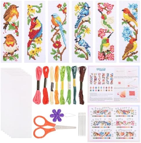 ORIGACH 6 Set Birds Cross Stitch Bookmark Kit for Beginner by ORIGACH