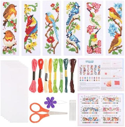 ORIGACH 6 Set Birds Cross Stitch Bookmark Kit for Beginner by ORIGACH