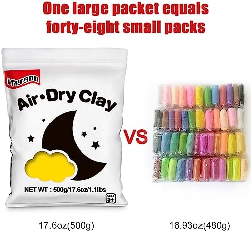 ifergoo 500g Yellow Air Dry Clay, 1.1LBS Foam Magic Modeling Clay for Kids - Image 6