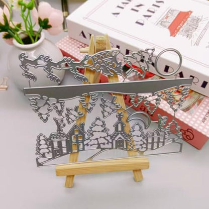 Scrapbooking Die-Cuts, Christmas Metal Cutting Dies for Card Making, Paper Craft Punch Template, Background Embossing Stencils, DIY Album Décor (Christmas Tree and Deer House-14x10.8cm) - Image 6