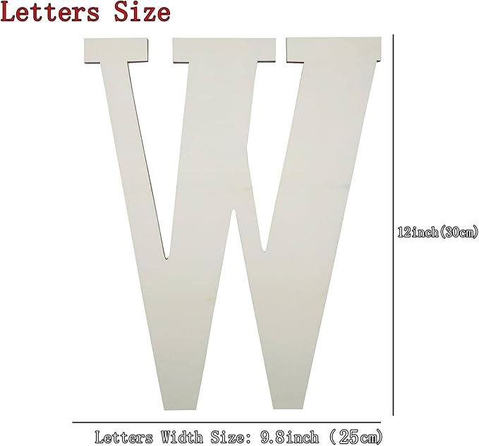 12 Inch Unfinished Wooden Numbers, 1/8 Inch Thick Large Blank Wooden Alphabet Handmade Painting Sign Boards for DIY Birthday Wedding Graduate Party Decor Props - W