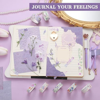 Janlaugh DIY Journal Diary with Lock Pack Scrapbook Kit, Purple, Bright - Image 6