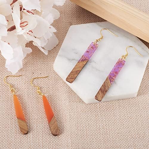 Cheriswelry Resin Wood Earring Making Kit 18Pcs 44-51.5mm Teardrop Rectangle Resin Walnut Wood Pendants with 60Pcs Earring Hooks 60Pcs 7x0.8mm Jump Rings for DIY Dangle Earring - Image 2