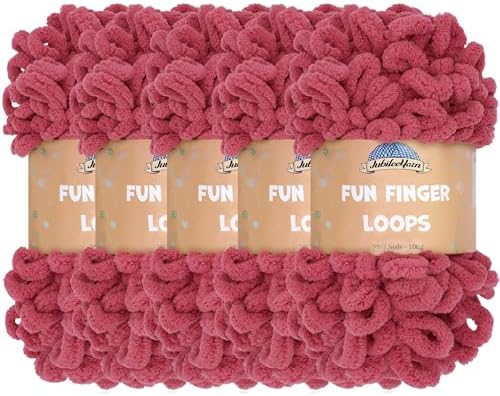 JubileeYarn Fun Finger Loops Yarn - Dusty Maroon - 5 Skeins by BambooMN