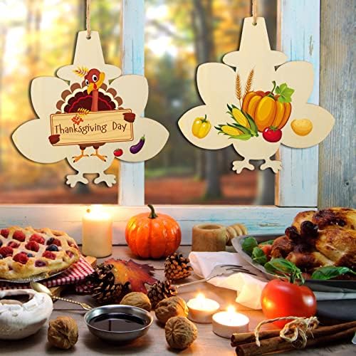 Large Size 7inch Wooden Thanksgiving Ornaments to Paint, DIY Blank Unfinished Turkey Wood Ornament for Crafts Hanging Decorations Family Party(10PCS, Beige Turkey) - Image 2