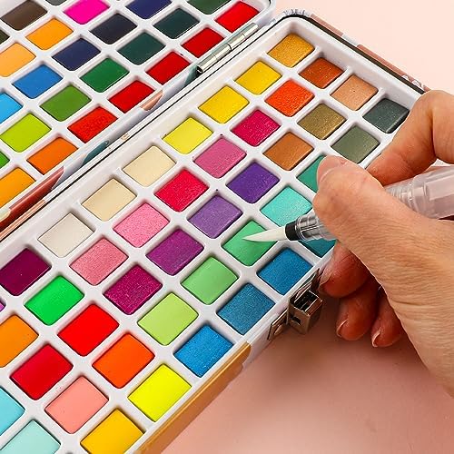 Grabie Watercolor Paint Set of 100 Color with Brush Pens - Image 4