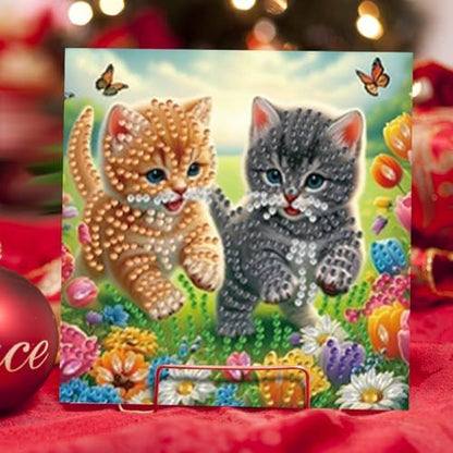 jinglinhh 6pcs Garden Cat Butterfly Sunflower Tulip Flowers Diamond Art Painting Greeting Cards with Envelopes, DIY Card Making Kits for Adults, Diamond Art Postcards Christmas Cards Craft Gifts - Image 5