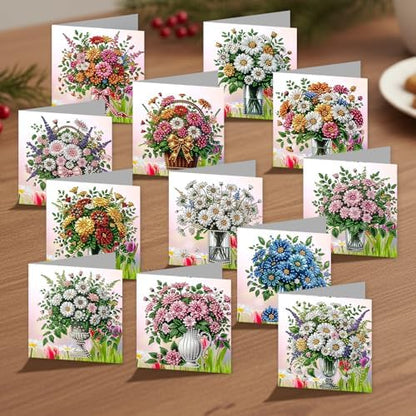 Diamond Painting Greeting Cards 12 Pack Vase Design DIY 5D Diamond Art Kits with Irregular Rhinestones and Envelopes Handmade Craft for Adults Holiday Gifts - Image 4