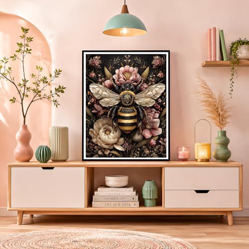 NXIKYO Bee Paint by Numbers Kit for Adults Beginner, Bee Flowers Adult Paint by Number Kits on Canvas, DIY Acrylic Oil Easy Painting by Numbers for Home Wall Decor 16 X 20 inch (Without Frame) - Image 7