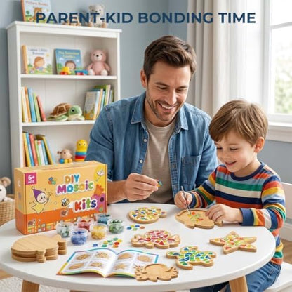 Kids Mosaic Coaster Kit – 4-Pack, Non-Toxic Crafts Ages 6-12 - Image 2