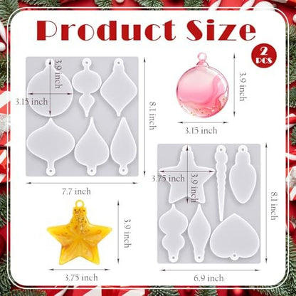 2 Pcs Christmas Pendant Silicone Molds, Christmas Epoxy Resin Molds, Xmas Ornament Resin Mold for DIY Art Craft, Jewelry Accessories, Xmas Pendant Decorations - Image 2
