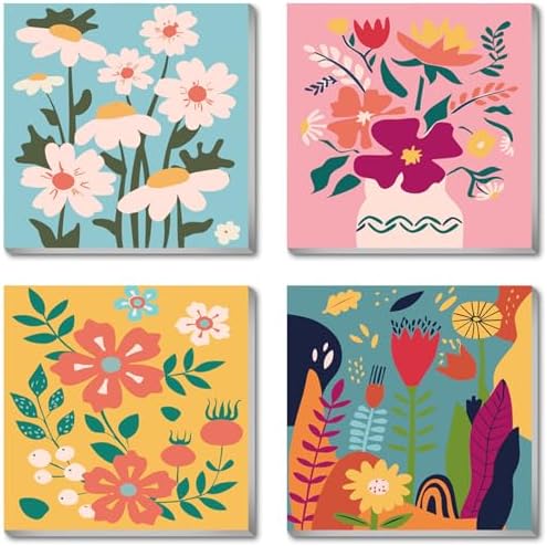 eimivrc 4 Pack Paint by Numbers Kit for Adults Framed,Flowers Paint by Numbers for Adults Beginner,DIY Acrylic Oil Painting for Home Wall Decor(8x8inch) by eimivrc