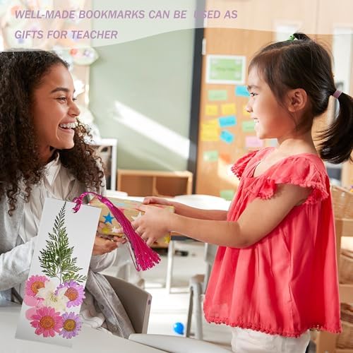 Bakayoyo 451 pcs DIY Dried Pressed Flowers Bookmark Making Kit, DIY Paper Book Mark Bulk Craft Supplies for Book Lovers,Reading Women, Classroom& Ideal Gifts for Teachers Students Friends - Image 3