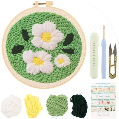 JEXLQTVR DIY Punch Needle Kit for Adult Beginners, White Daisyl by Unknown
