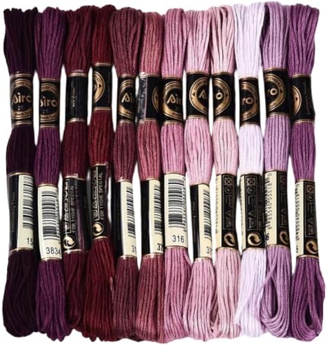 12 Skeins 105 Yards 6 Strands Dark Purple Friendship Bracelet String Embroidery Floss Yarn Gradient Variegated Cross Stitch Bulk Cord Thread Set for Sewing Making Knitting DIY Crafts Supply by CABODYALS