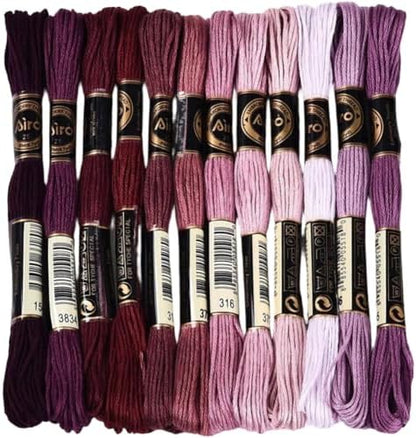 12 Skeins 105 Yards 6 Strands Dark Purple Friendship Bracelet String Embroidery Floss Yarn Gradient Variegated Cross Stitch Bulk Cord Thread Set for Sewing Making Knitting DIY Crafts Supply by CABODYALS