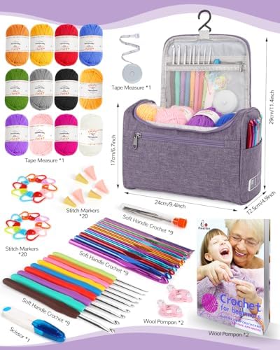 Aeelike Crochet Kit for Beginners Adults Kids, Complete Crochet Set, Purple - Image 2