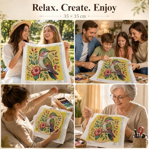 Mosaflare Hummingbird Stamped Cross Stitch Kits for Beginner 13.7x13.7 Inch - Image 7