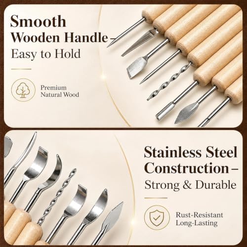 47PCS Pottery Tools Kit, Ceramic Tools, Clay Sculpting Tools - Image 5