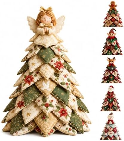 DIY Halloween Christmas Quilted Fabric Tree Kit, 3D Padded Patchwork Sewing Craft Kit for Beginners, Home Office Mantel Shelf Tabletop Decor, Handmade Holiday Gift for Craft Lovers (Christmas #C) by Muhubaih
