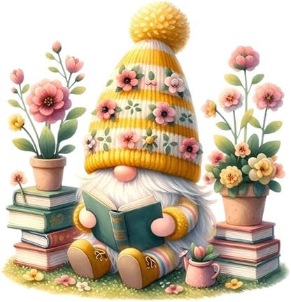 Gnome Stamped Cross Stitch Kits for Adults Beginner, Flowers Counted Cross Stitch Kits Printed Stitching Cute Patterns Dimensions Needlepoint Art Crafts Embroidery Kits for Adults by Unknown