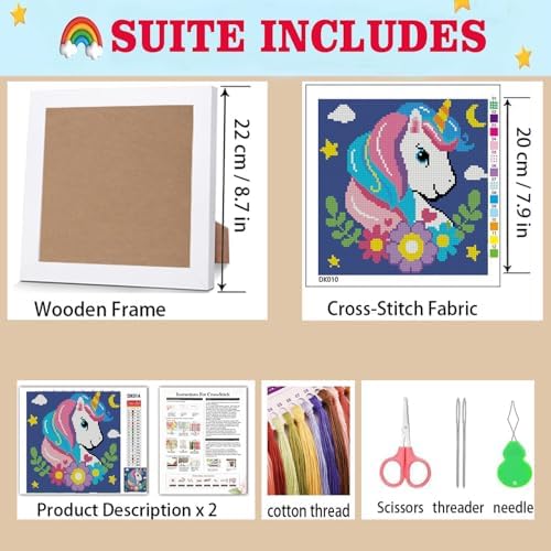 Lzyueyuan Cross Stitch Kits for Beginners,Unicorn Stamped Cross Stitch for Adults with Framed,Crafts for Girls 8-12 Embroidery Kit,11CT Cross-Stitch Arts and Crafts for Adults 8.7inX8.7in - Image 6