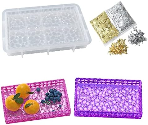 JiaMai US Yayatty Jewelry Casting Silicone Molds, Rectangle Diamond Pattern Resin Molds with Gold Foil Flakes for Tray Making, Home Decoration by Yayatty