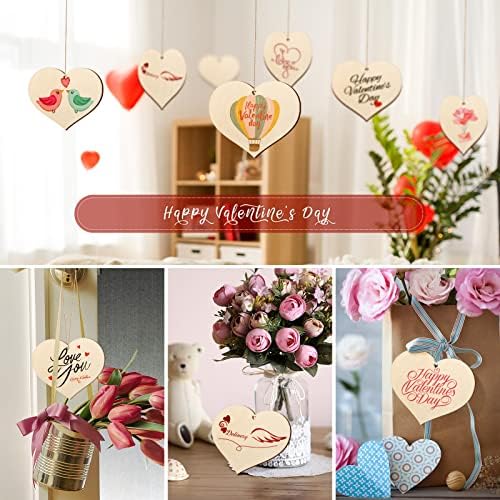 Wooden Heart Ornaments to Paint 7 Inch, Large Size Wooden DIY Blank Unfinished Heart Wood Discs Ornament for Crafts Hanging Decorations - Image 3