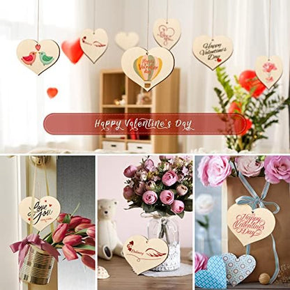 Wooden Heart Ornaments to Paint 7 Inch, Large Size Wooden DIY Blank Unfinished Heart Wood Discs Ornament for Crafts Hanging Decorations - Image 3