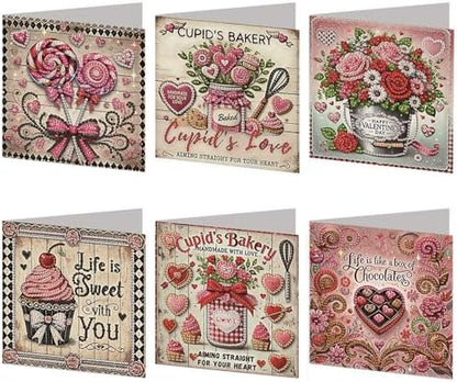POETRYDRAW 6 Pack 5D DIY Diamond Art Painting Rose Greeting Card Kit, Diamond Birthday Holiday Greeting Card, Art Crafts Kit Creative with Envelope by POETRYDRAW