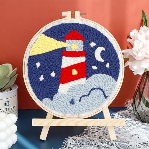 Woohome Punch Needle Kit Included Plastic Hoops, Punch Needle Cloth, Color Yarn and Punch Needle Tools for Adults, Beginners (Lighthouse and Sunset) - Image 4