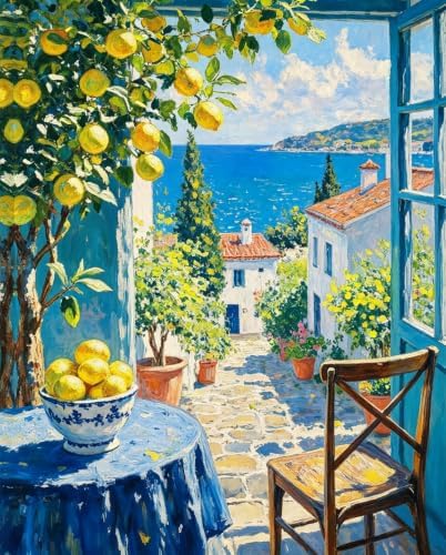 Beach Cute Lemons Paint by Numbers Kit for Adults Beginner (Without Frame) by KICHANG