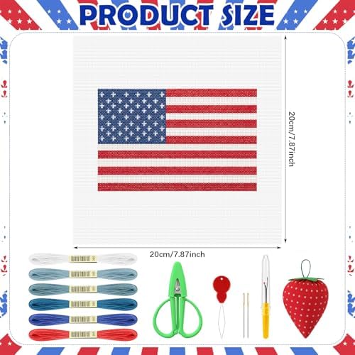 XunYee Needlepoint Canvas Kit, American Flag - Image 2