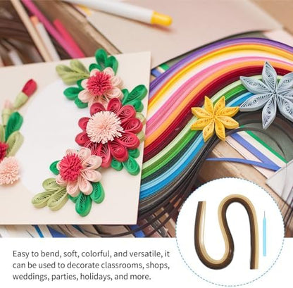 MECCANIXITY Paper Quilling Kit, 21.3 Inch 5mm Paper Quilling Strips with Blue Pen for Beginners DIY Hand Crafts Teaching Tools Flower Decoration(Brown, Pack of 120) - Image 5