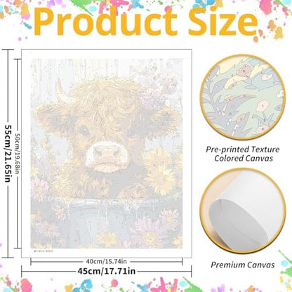 Highland Cow Paint by Numbers Kit for Adults, 16x20 inch - Image 3