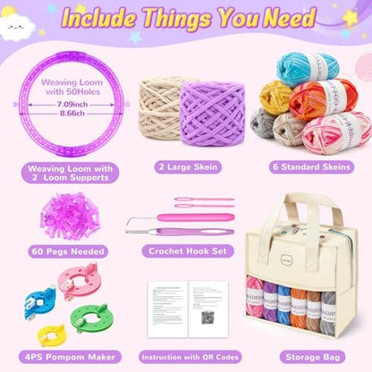 96Pc Weaving Loom Kit, Knitting Loom Kit with Storage Bag & Crochet Hooks - Image 5