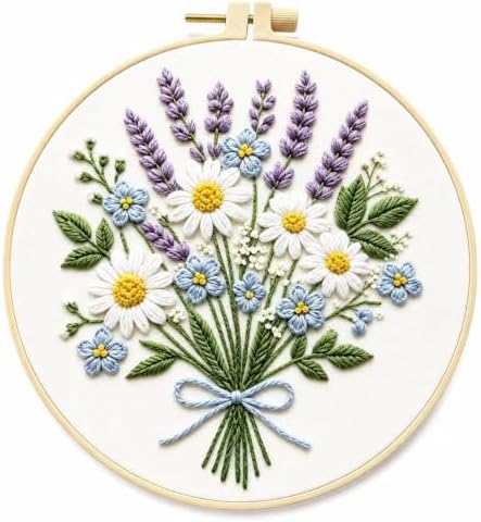 Daisy Lavender Embroidery Kit for Beginners, DIY Floral Craft Set by Unknown