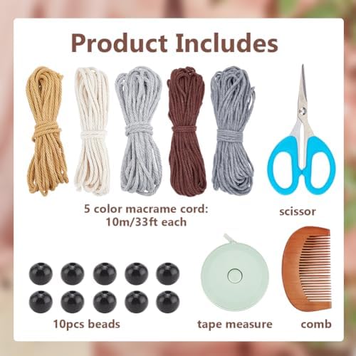 ACRNIGHEET 5PCS Macrame Kit for Adults Beginners Owl Macrame Wall Hanging Supplies Boho DIY Craft Kits for Adults Includes Instruction with Video Home Decor - Image 2