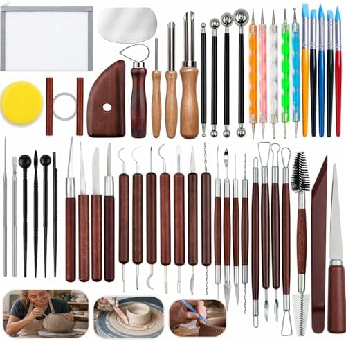 50PCS Clay Sculpting Tools Set with Storage Bag, Pottery Tools for Adult by Unknown