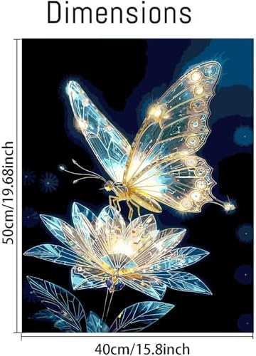 Paint by Numbers Kit for Adults,Crystal Butterfly Paint by Number 16x20 In - Image 3